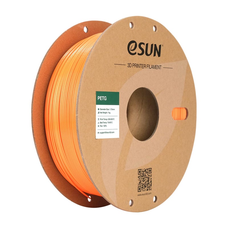 eSUN PETG Filament 1.75mm, 3D Printer Filament PETG, Dimensional Accuracy +/- 0.05mm, 1KG Spool (2.2 LBS) 3D Printing Filament for 3D Printers, Solid Orange - Image 1